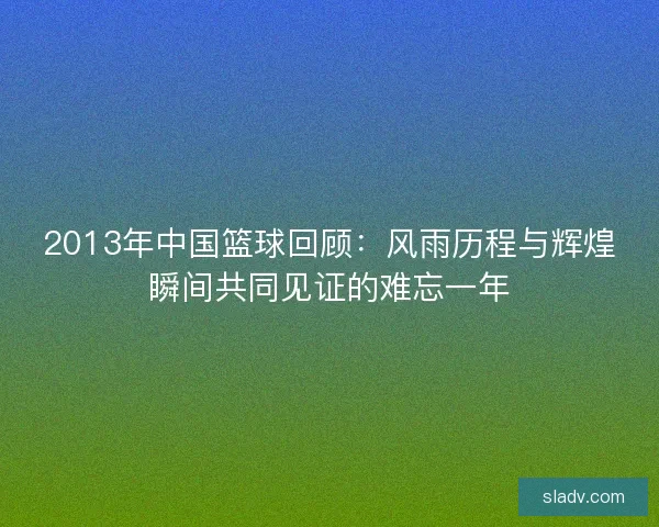 2013年中国篮球回顾：风雨历程与辉煌瞬间共同见证的难忘一年